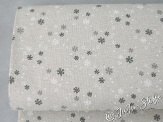 Canvas Schneeflocken und Sterne Leinenoptik Öko-Tex 