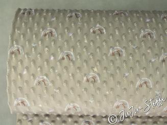 Minky Fleece Regenbogen taupe Öko-Tex 