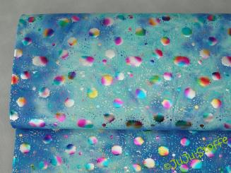 Folienjersey Kleckse türkisblau 