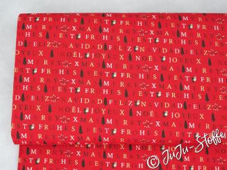 Baumwolle Frohes Fest mit Glitzer 