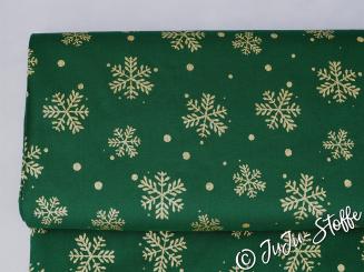 Baumwolle Schneeflocken-Zauber grün 