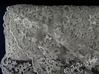Mesh Spitze Stickerei silber 