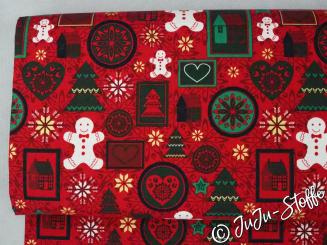 Baumwoll Popeline Weihnachtsfreude rot 