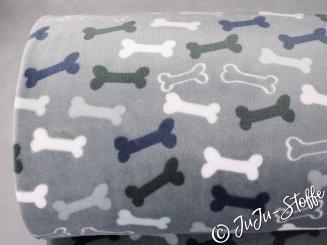 Kuschelfleece Knochen grau 