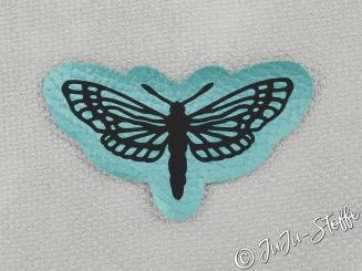 Aufnäher Patch Falter türkis metallic 