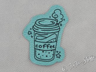 Aufnäher Patch Coffee türkis metallic 