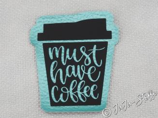 Aufnäher Patch must have Coffee türkis metallic 