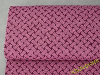 Bio-Strickjacquard Flechtmuster pflaume von Stoffonkel GOTS 