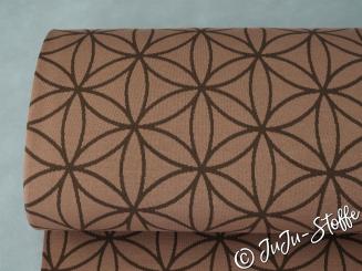 Bio-Strickjacquard Blume des Lebens cafe au lait von Stoffonkel GOTS 
