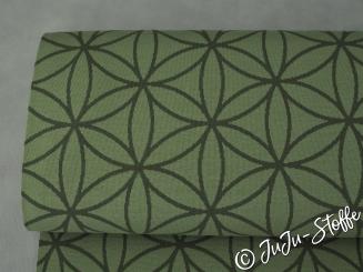 Bio-Strickjacquard Blume des Lebens moos von Stoffonkel GOTS 