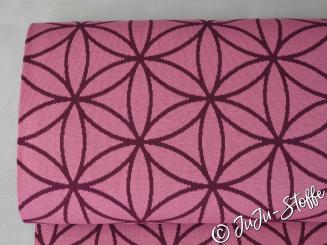 Bio-Strickjacquard Blume des Lebens pflaume von Stoffonkel GOTS 