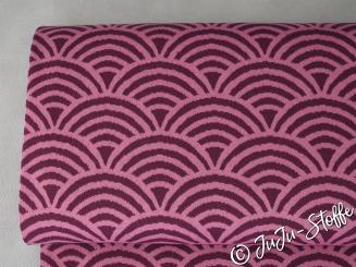 Bio-Strickjacquard Regenbogen pflaume von Stoffonkel GOTS 