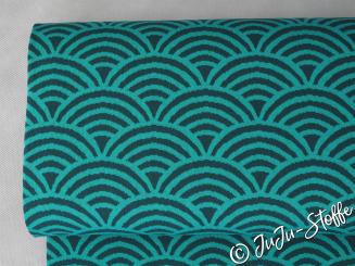 Bio-Strickjacquard Regenbogen staubgrün von Stoffonkel GOTS 