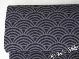 Bio-Strickjacquard Regenbogen grau-schwarz von Stoffonkel GOTS 