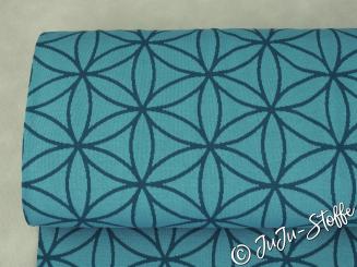 Bio-Strickjacquard Blume des Lebens beach house blue von Stoffonkel GOTS 