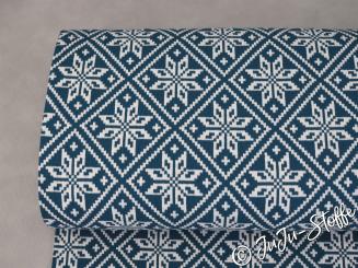 Bio-Strickjacquard Snowflake petrol von Stoffonkel GOTS 