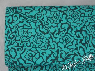 Bio-Jersey Gothic Roses smaragd von Stoffonkel GOTS 