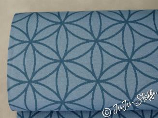 Bio-Strickjacquard Blume des Lebens jeans von Stoffonkel GOTS 