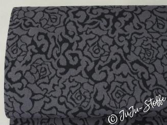 Bio-Strickjacquard Gothic Roses schwarz von Stoffonkel GOTS 