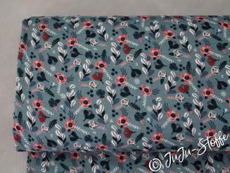 Musselin Blumentraum blau Öko-Tex 