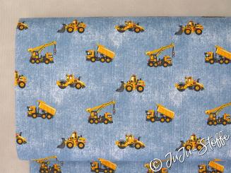 Baumwolle Popelin Baufahrzeuge Öko-Tex 