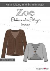Papierschnittmuster Zoe Bolero oder Blazer Damen von Fadenkäfer 