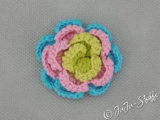 Häkelblumen groß türkis, rosa, lime 60mm 