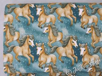 Baumwolle Popeline Pferde Öko-Tex 