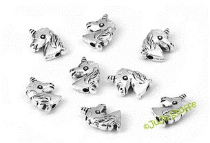 Perlen Einhorn silberfarben Metall, 5er-Set 