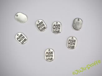 Anhänger MADE WITH LOVE silberfarben Metall, 10er-Set 