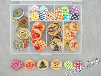 Knopf-Set Holiday Holz-Mix, 43Stück 