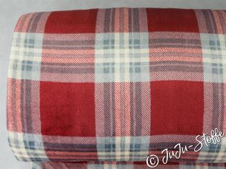 Kuschelfleece Karo rot Öko-Tex 