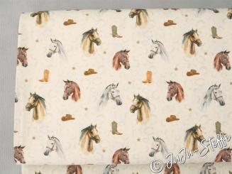Baumwolle Popeline Pferdeköpfe Öko-Tex 