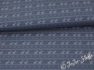 Jersey Rentiere blau Öko-Tex 