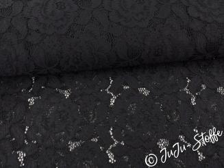 Spitze Blumen uni schwarz Öko-Tex 