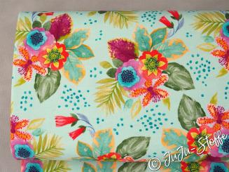 Jersey Jungle Bouque türkis von Hilco Öko-Tex 