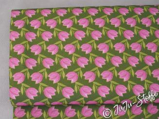 Baumwolle Popeline Tulpen von Hilco Öko-Tex 