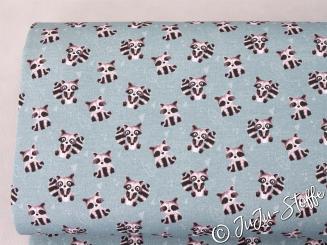 French Terry Waldzauber Waschbären by Mrs. Mint Design von Hilco Öko-Tex 