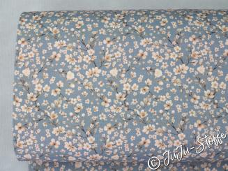 Canvas Blütenzweige rauchblau Öko-Tex 