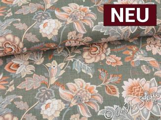 Canvas Fantasieblumen grün Oeko-Tex® 