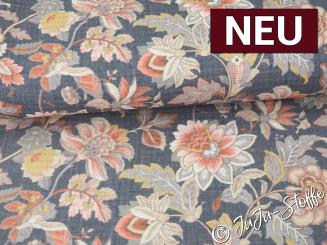 Musselin Fantasieblumen blau Oeko-Tex® 