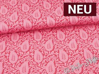 Baumwollsatin Blätter pink Oeko-Tex® 