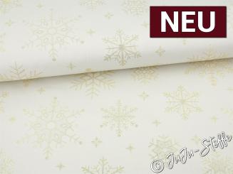 Dekostoff Jacquard Eiskristalle Lurex Doubleface gold Metallic 