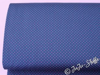 Baumwollsatin Punkte nachtblau Öko-Tex 