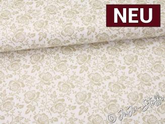 Baumwollsatin Blättermeer champagner Oeko-Tex® 