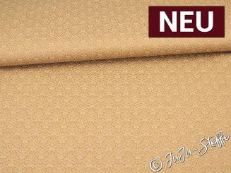 Baumwollsatin Herzornamente hellbraun Oeko-Tex® 