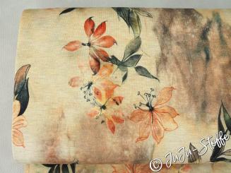 Viskose Jersey Blumenreigen beige 