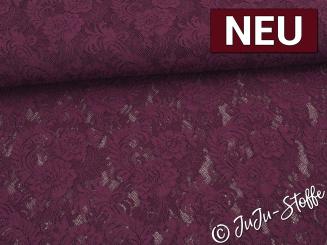 Spitze Blumen uni bordeaux 