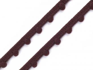 Borte mit Bommel Breite 7mm in dunkelbraun 