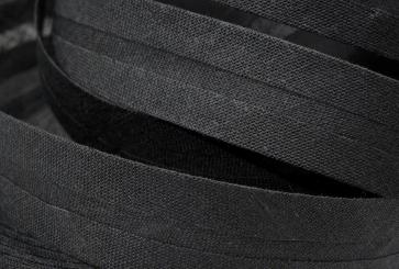 Schrägband aus Baumwolle vorgefalzt Breite 2cm in schwarz 